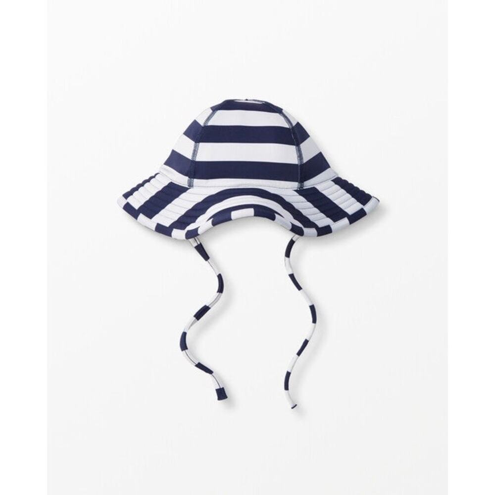 Hanna Andersson Navy & White Striped Sun Hat with Chin Ties